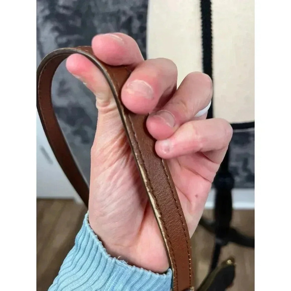 Fossil Fiona Crossbody Bag Black White Brown Adjustable Strap 11X9 Purse - Picture 6 of 12